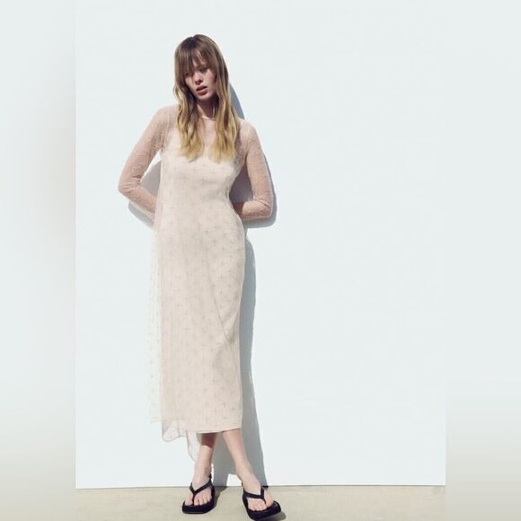 ZARA BEADED KNIT DRESS LIMITED EDITION - Picture 6 of 9